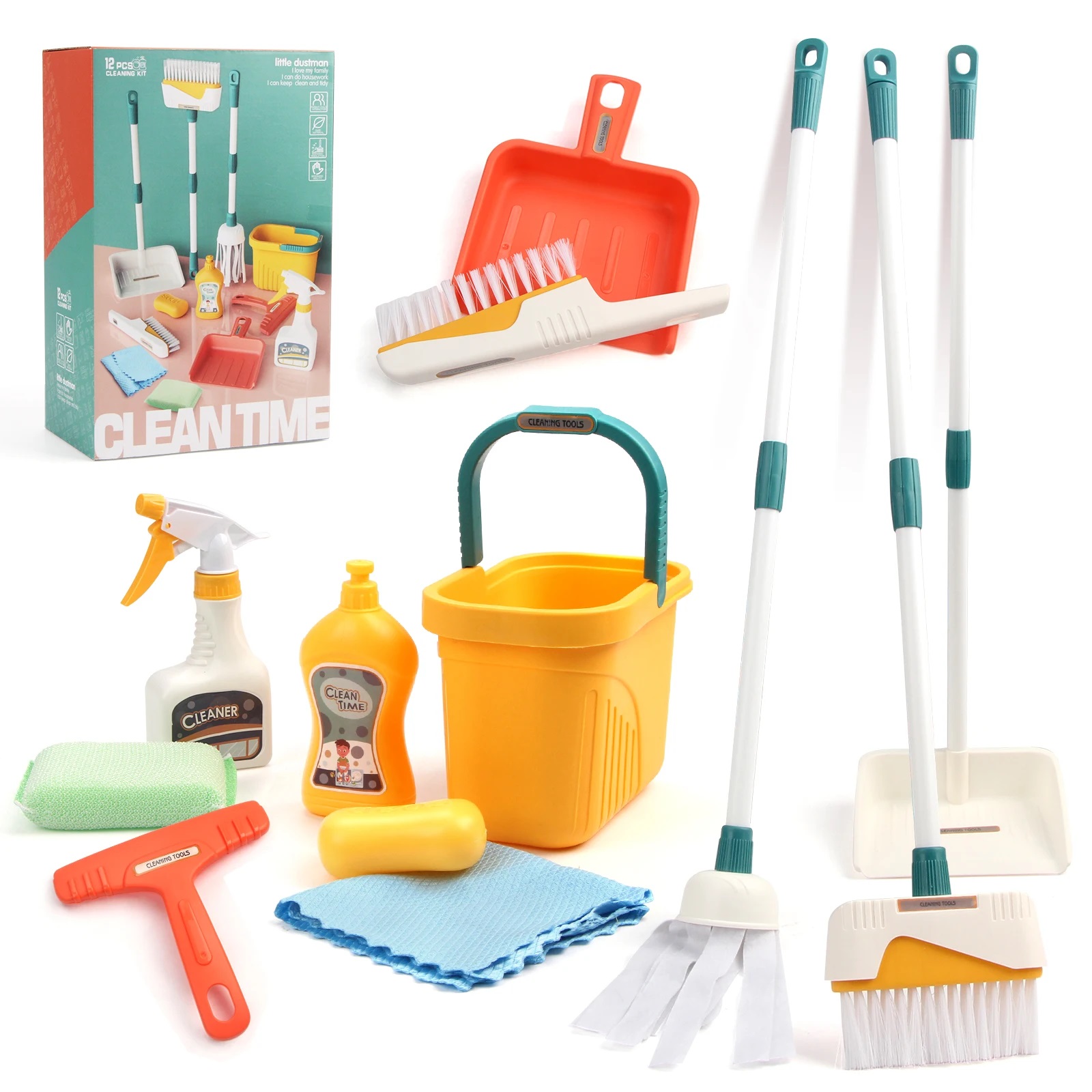 Kids Outdoor Broom - 12 adet/takım Çocuklar Temizleme Seti Ev